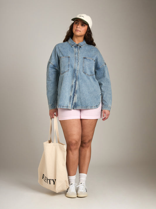 LOVEFINN-Snap Button Shacket-Denim