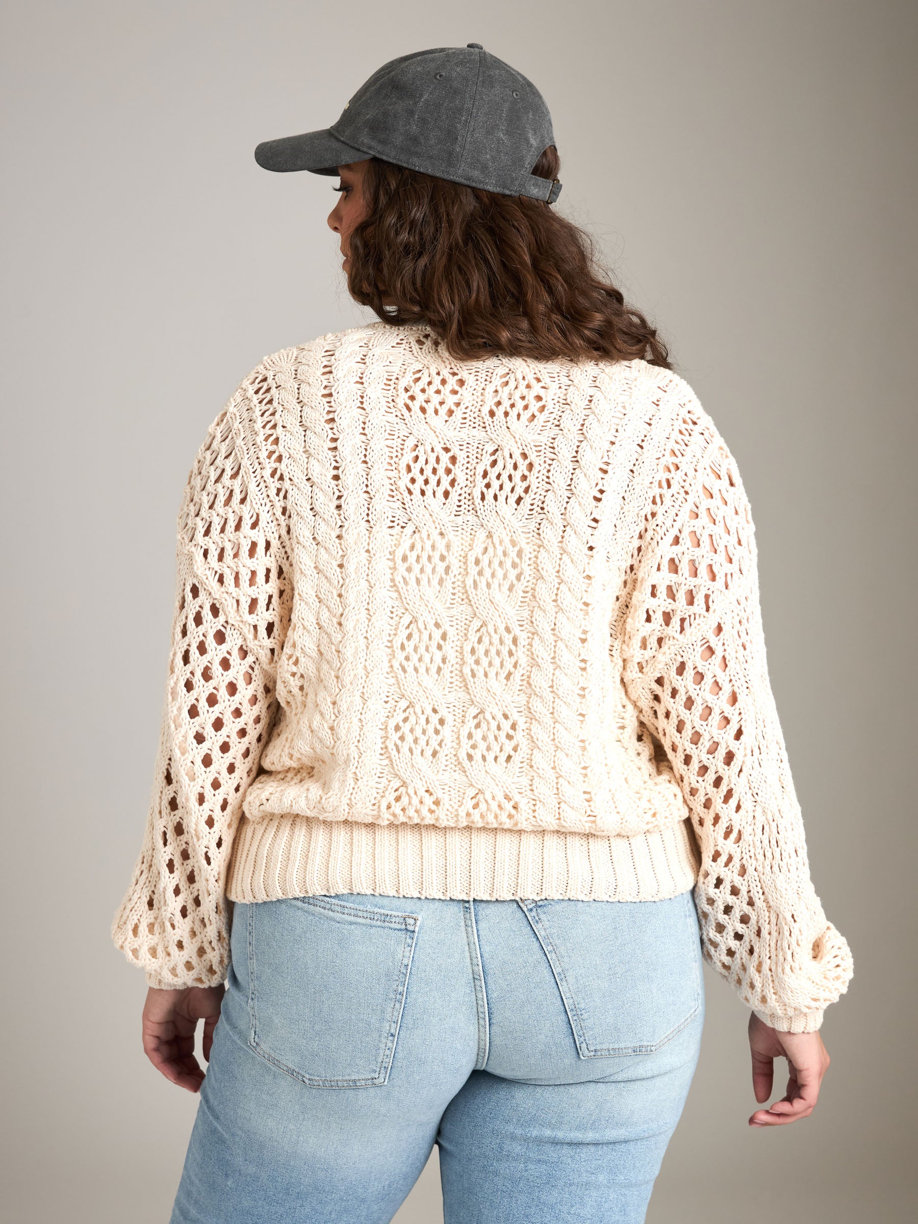 JOHN & JENN-Domenico Open Knit Cardigan-Porcelain