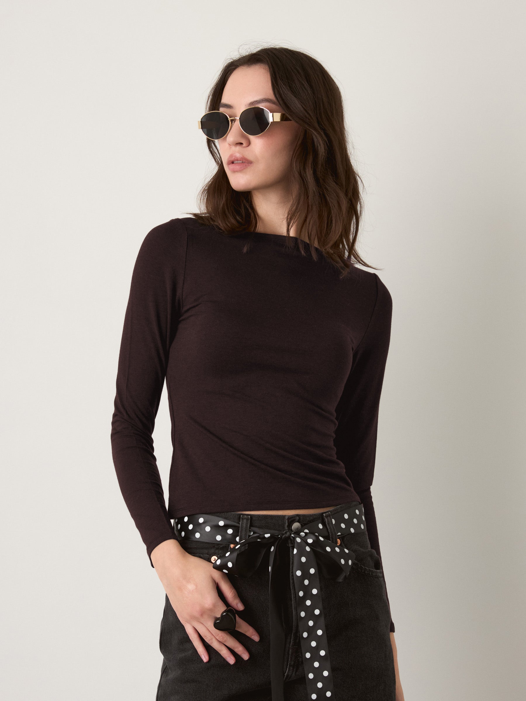 MONK & LOU - Nessa Boatneck Long Sleeve T-Shirt - 