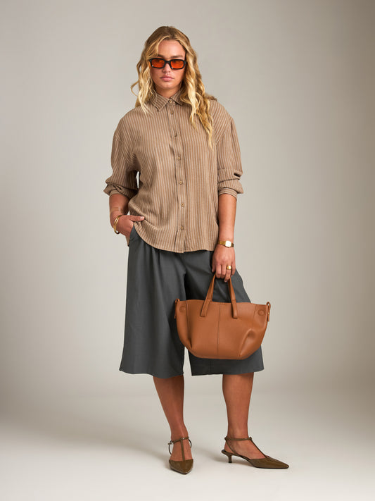 LOVEFINN - Stripe Tie-Back Shirt - 