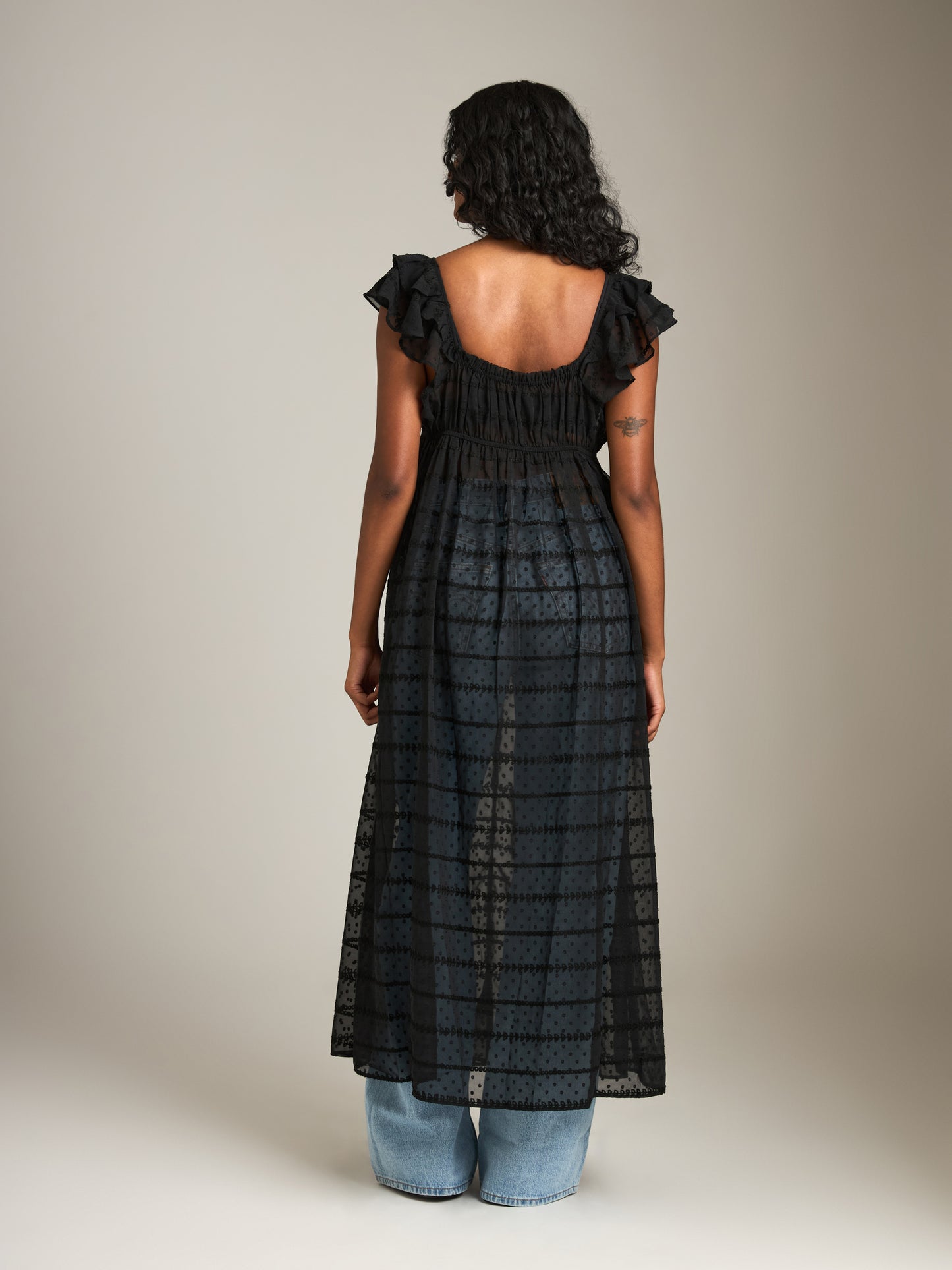 LOVEFINN - Sheer Textured Chiffon Dress - 