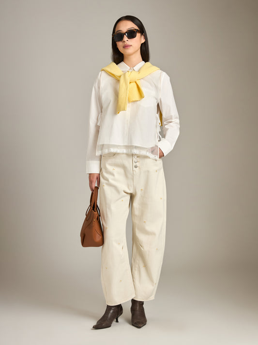 LOVEFINN - Flower Embroidery Pants - 