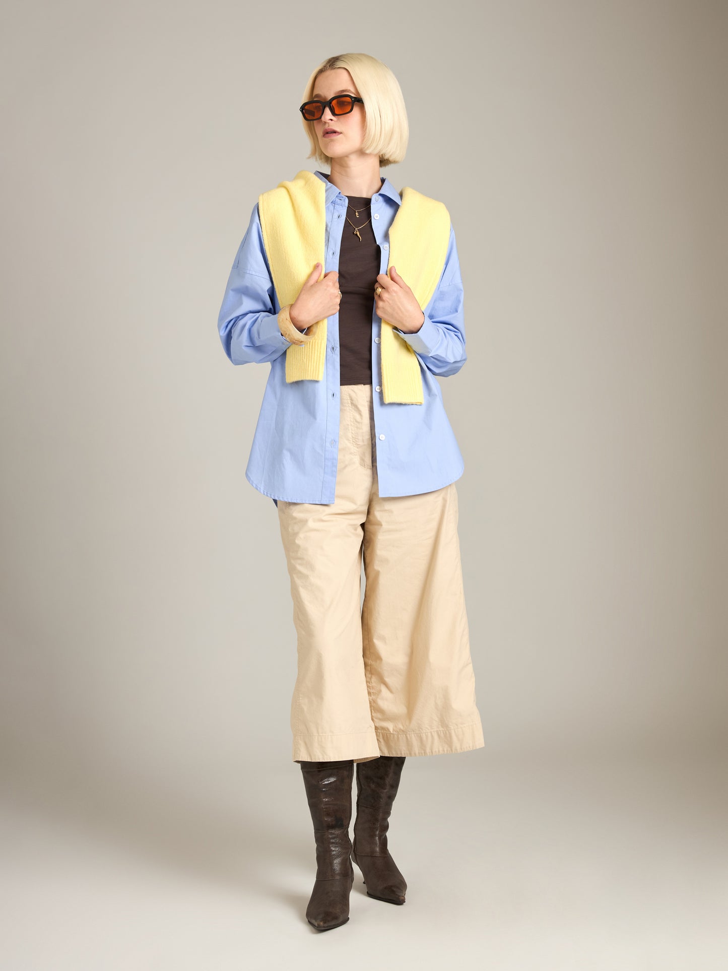 MONK & LOU - Emily Oversized Button Up Shirt - Light Blue