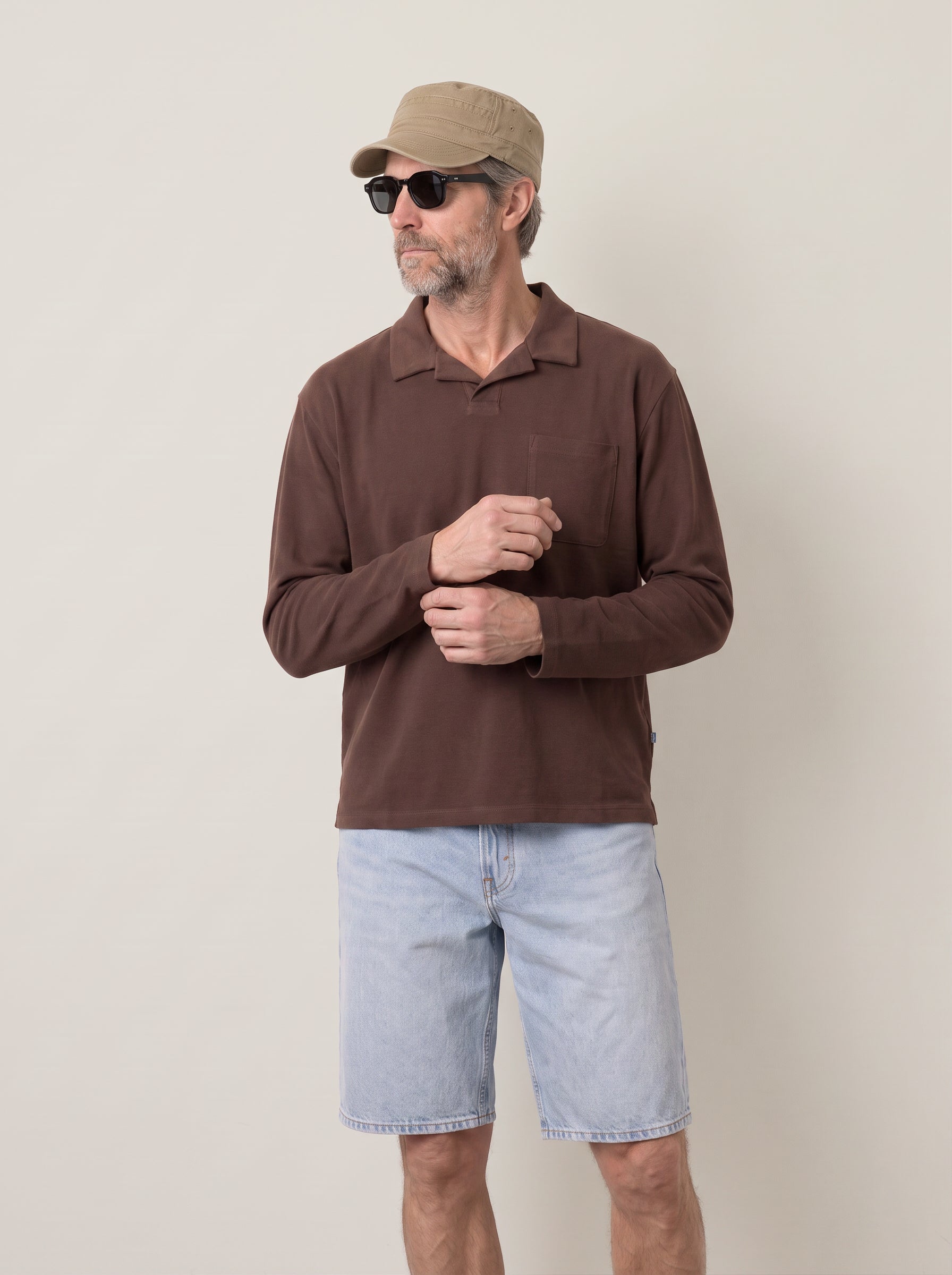 RHYTHM - Vintage Terry Longsleeve Polo - 