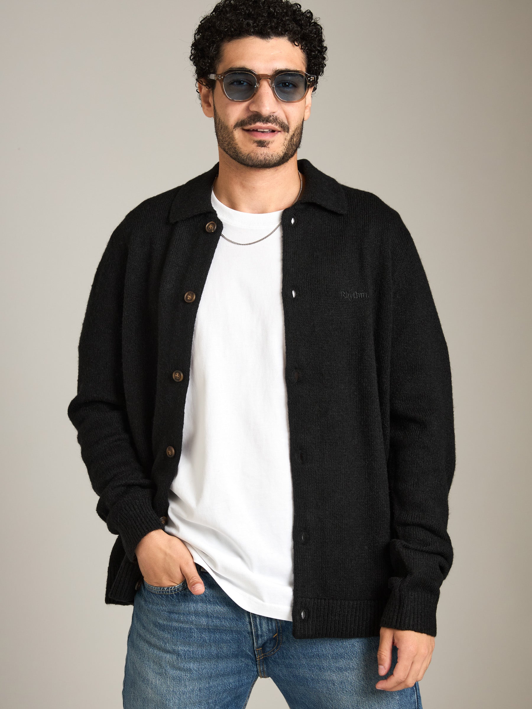 RHYTHM - Mohair Button Up Knit - 