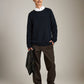 ATRIUM - Honeycomb Knit Crewneck Pullover Sweater - Navy