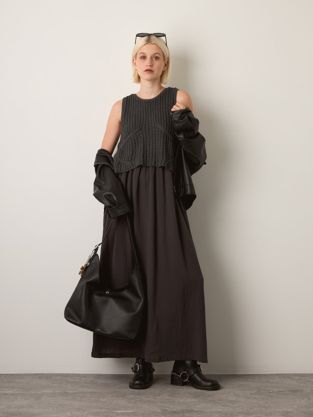 LOVEFINN - Knit Tank Dress - Charcoal