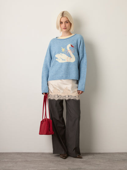 LOVEFINN - Swan Sweater - Light Blue Cream