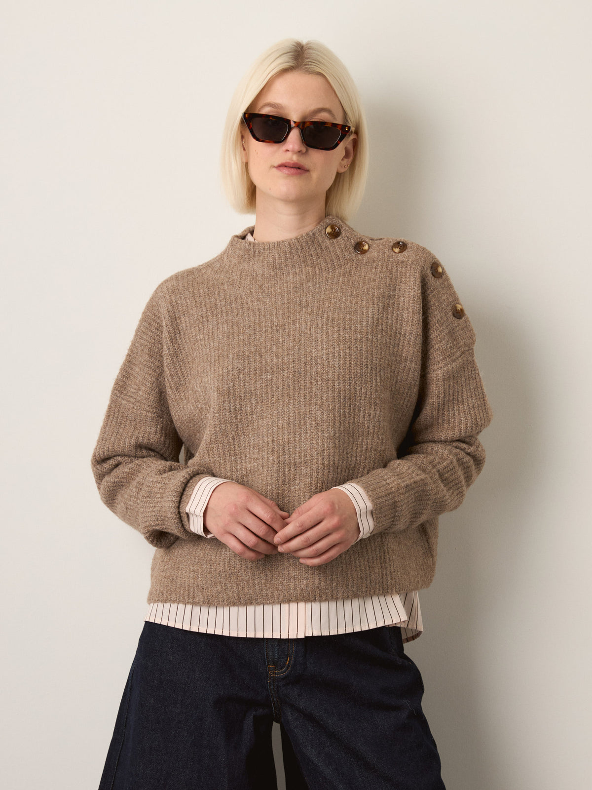 LOVEFINN - Button Detail Pullover Sweater - 