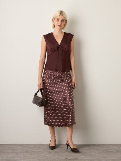 LOVEFINN - Polka Dot Midi Skirt - Chocolate Cream