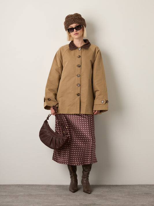 LOVEFINN - Buttoned Barn Coat - Khaki Brown