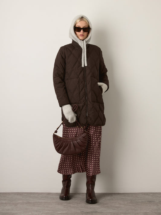 MONK & LOU - Jimmi Long Bomber Jacket - Dark Cocoa
