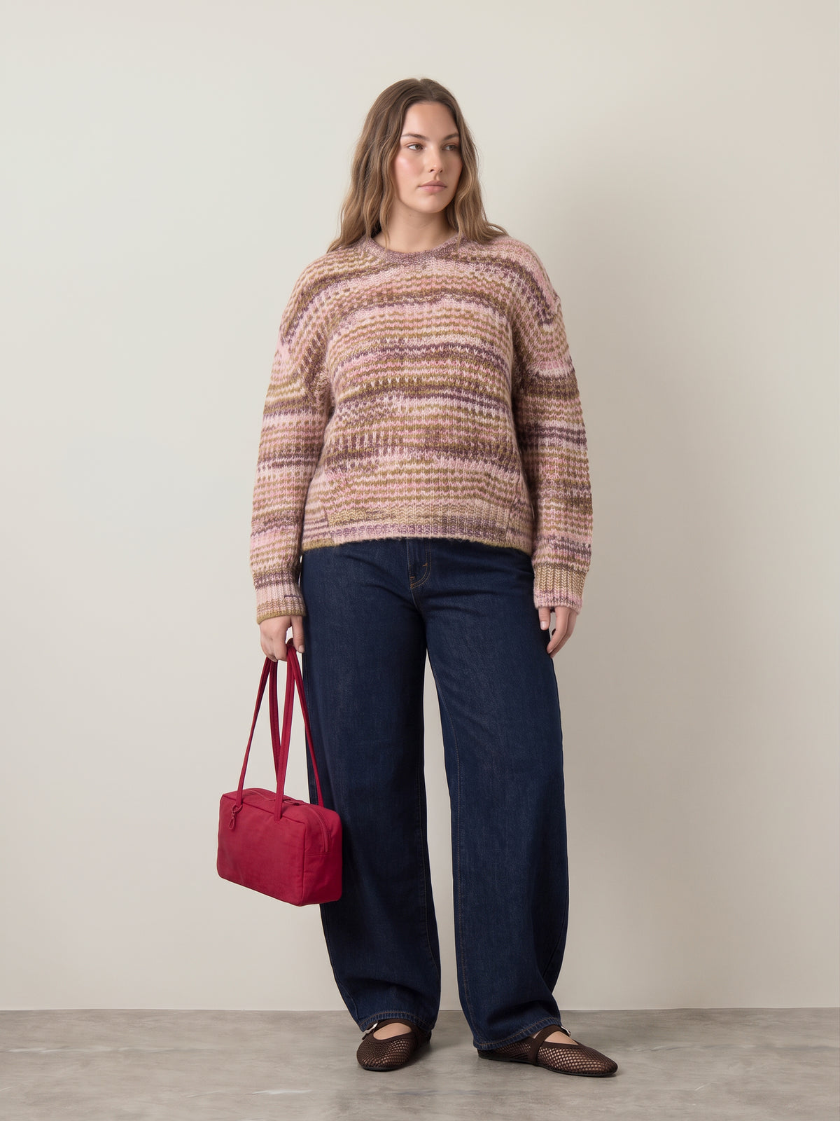 JJXX - Simone Space Dye Crewneck Sweater - Green Moss / Multi Space Dye
