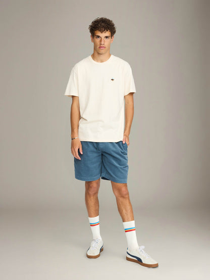 REVOLUTION - Record Player Embroidery T-Shirt - Off-White Melange