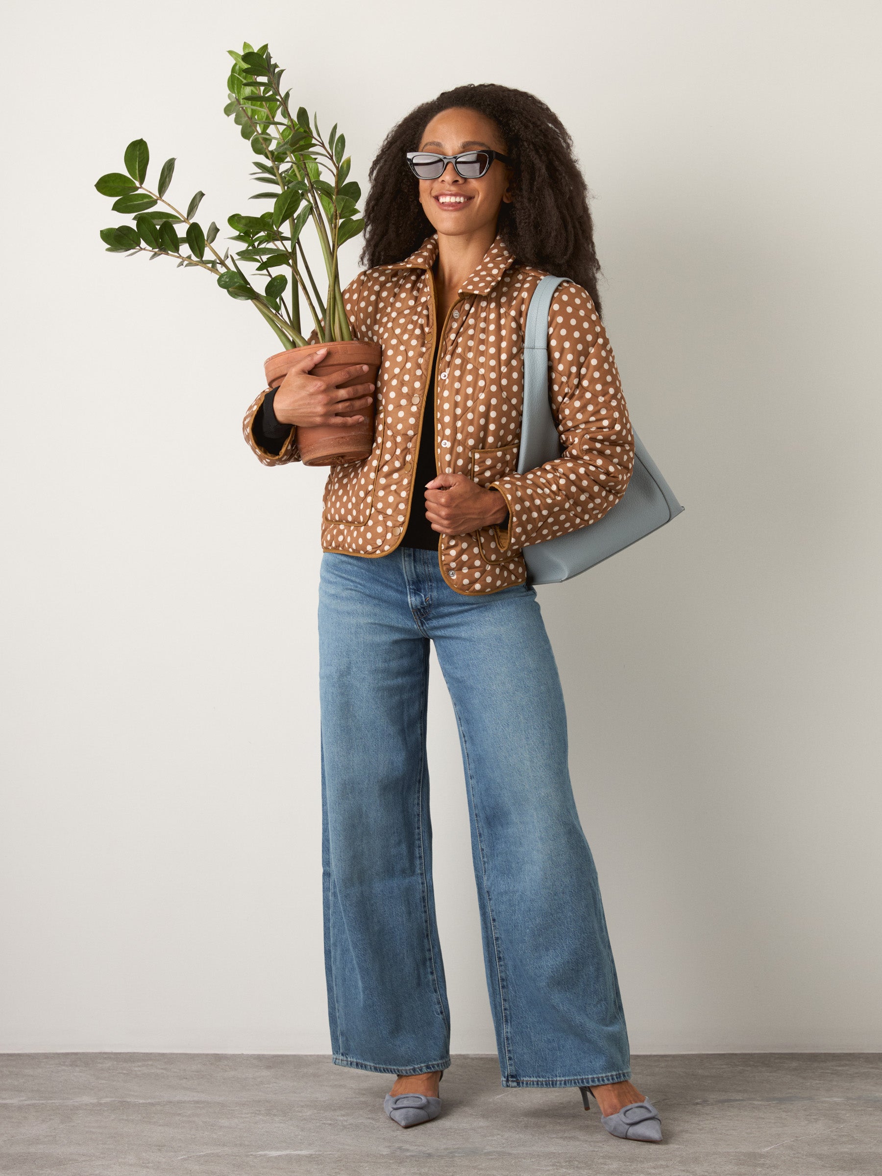 ONLY - Dot Quilted Jacket - Rubber Dot Cloud Dancer