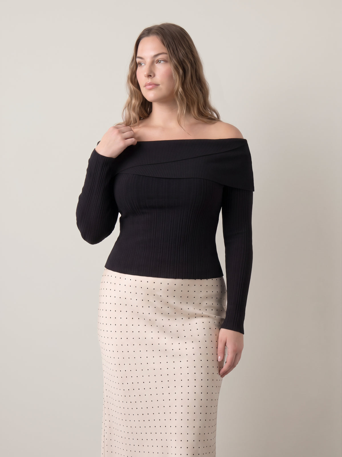 ONLY - Meddi Ribbed Off Shoulder Top - 
