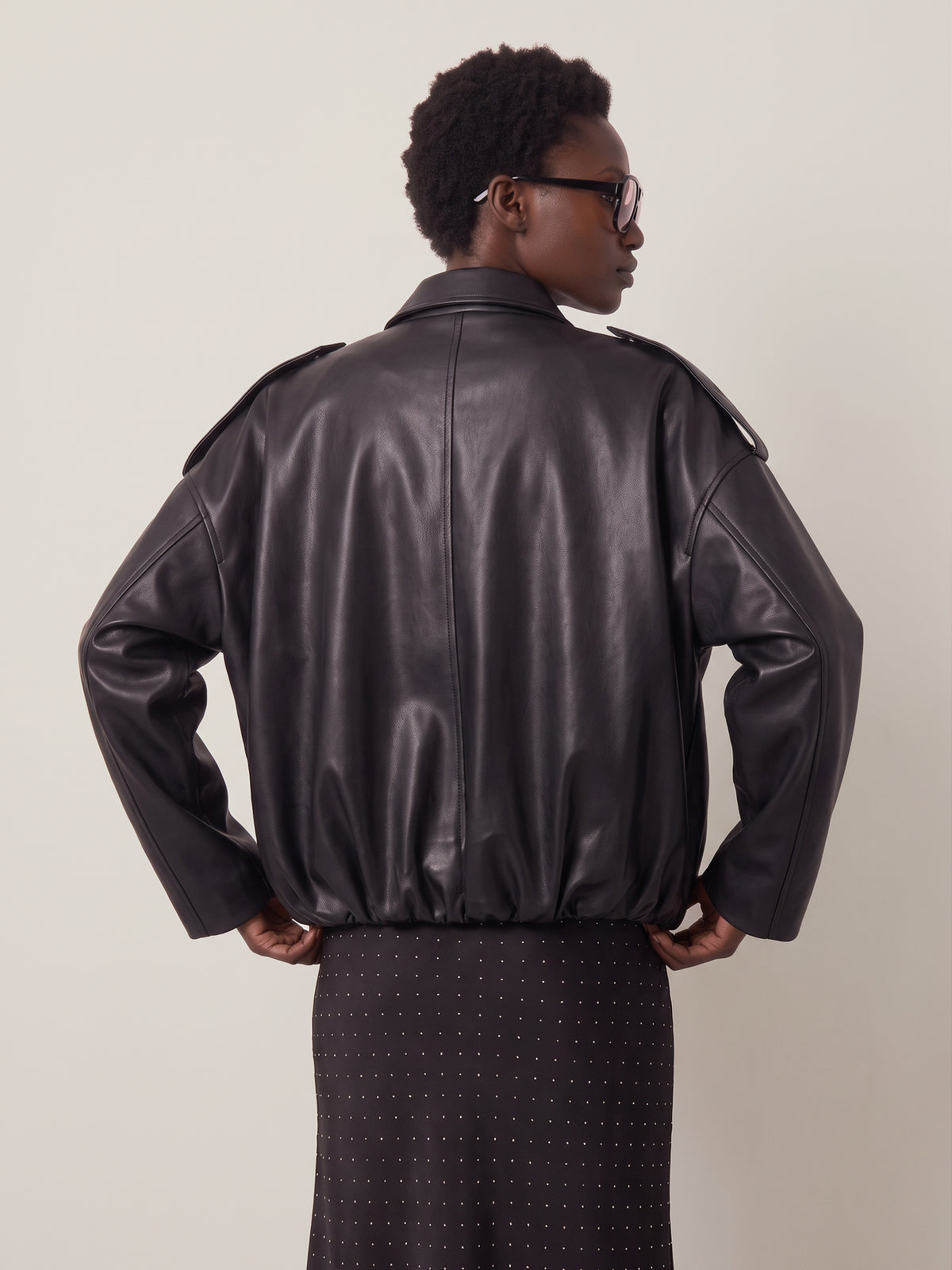 ONLY - Moon Neli Faux Leather Bomber Jacket - 