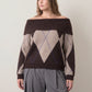 ONLY - Alivia Argyle Off Shoulder Pullover Sweater - 