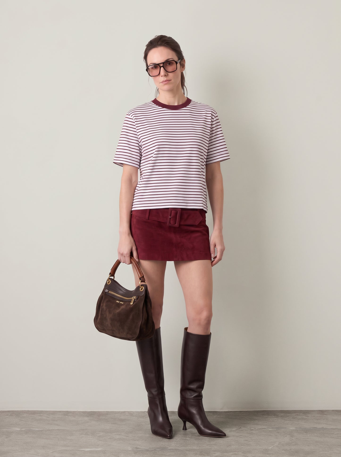 SELECTED - Essential Stripe Shortsleeve T-Shirt - Tawny Port / Bright White Stripe