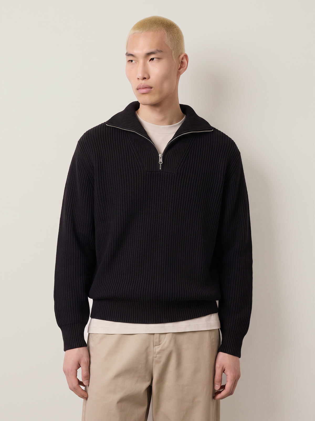 SELECTED - Half-Zip Knit Pullover Sweater - 