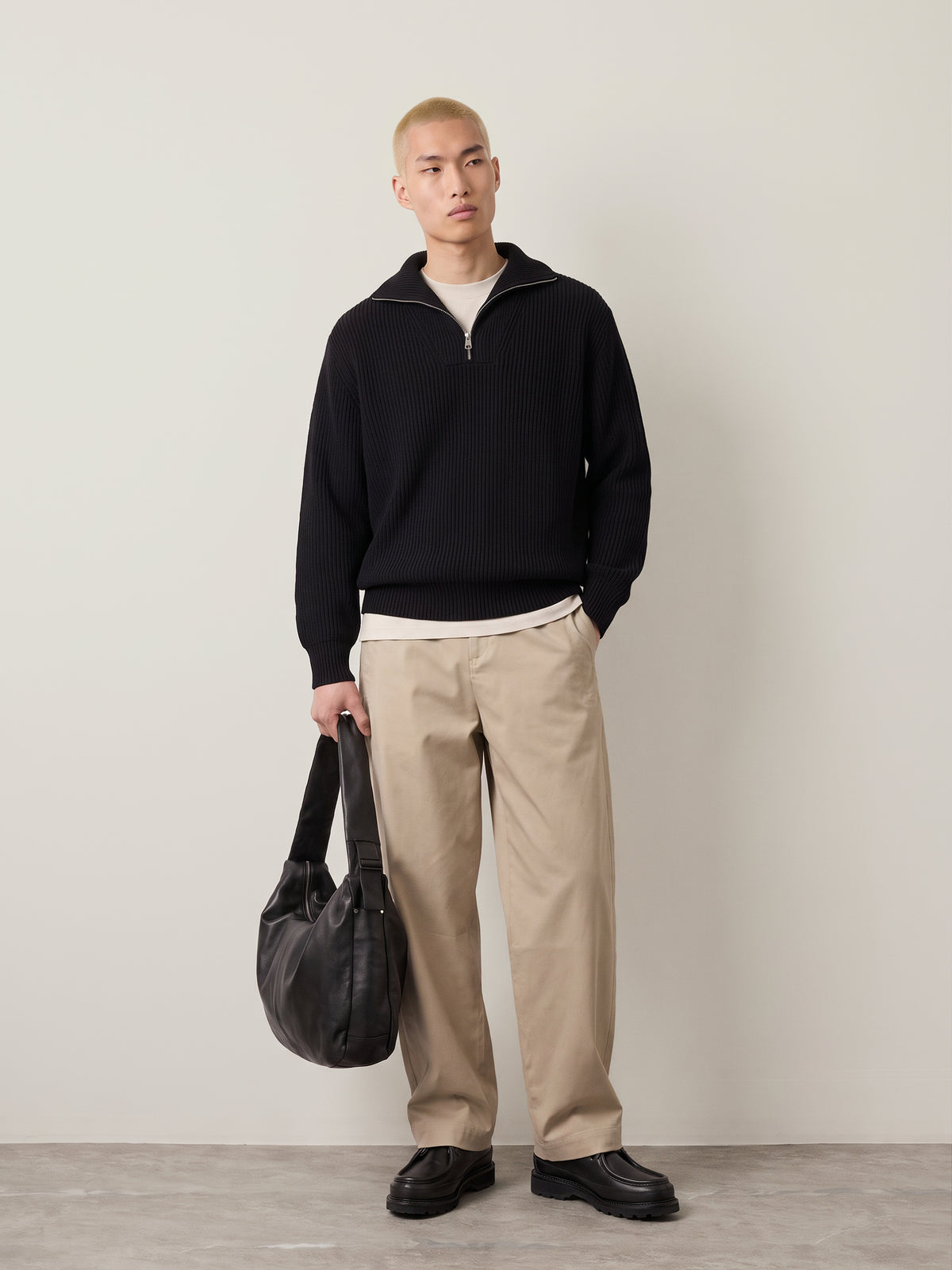 SELECTED - Half-Zip Knit Pullover Sweater - 