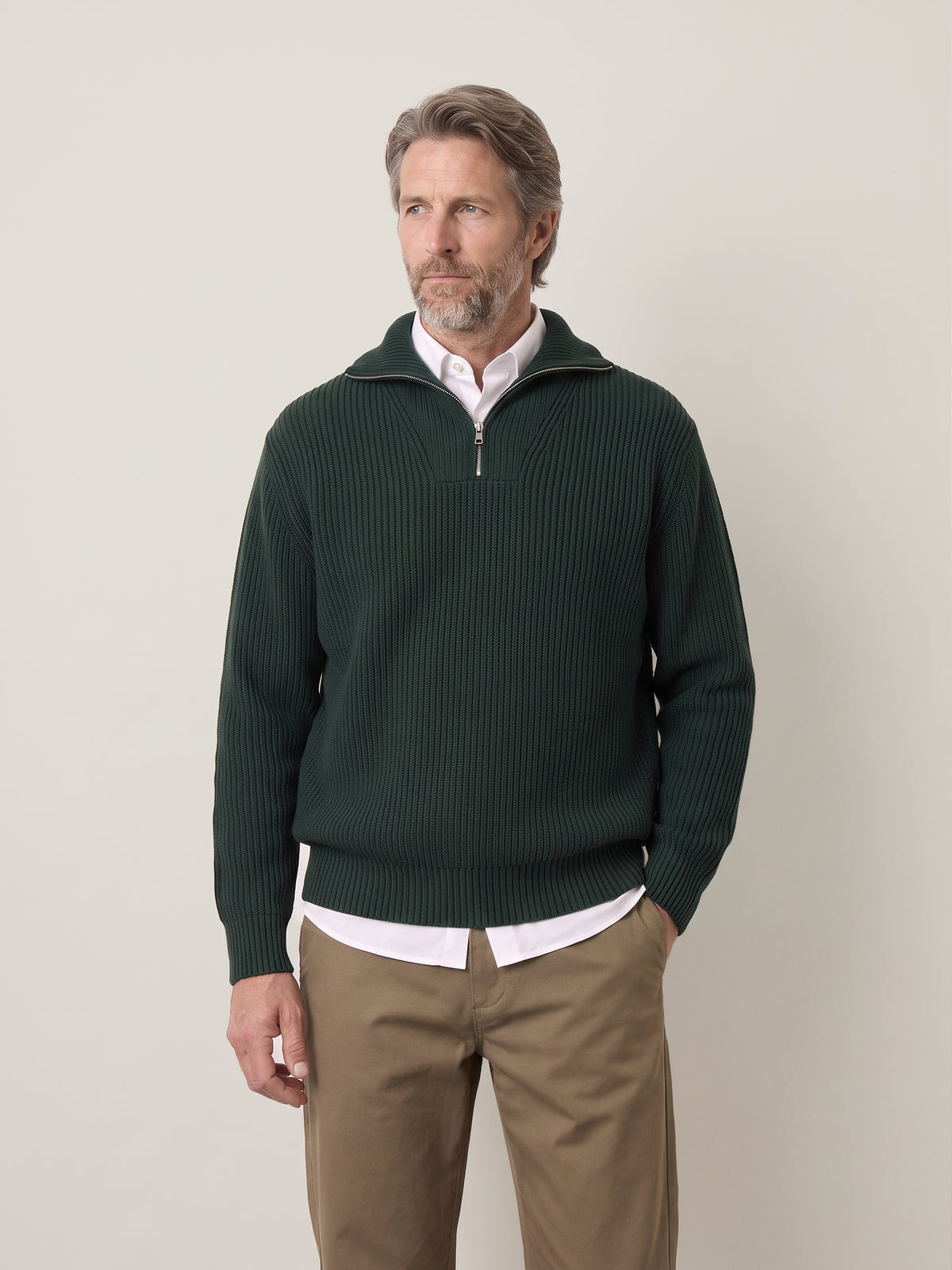 SELECTED - Half-Zip Knit Pullover Sweater - 