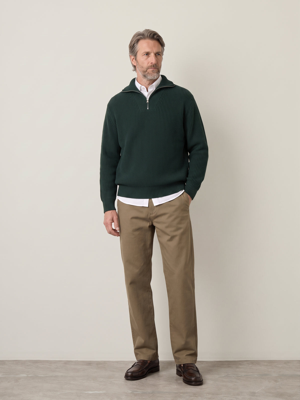 SELECTED - Half-Zip Knit Pullover Sweater - 