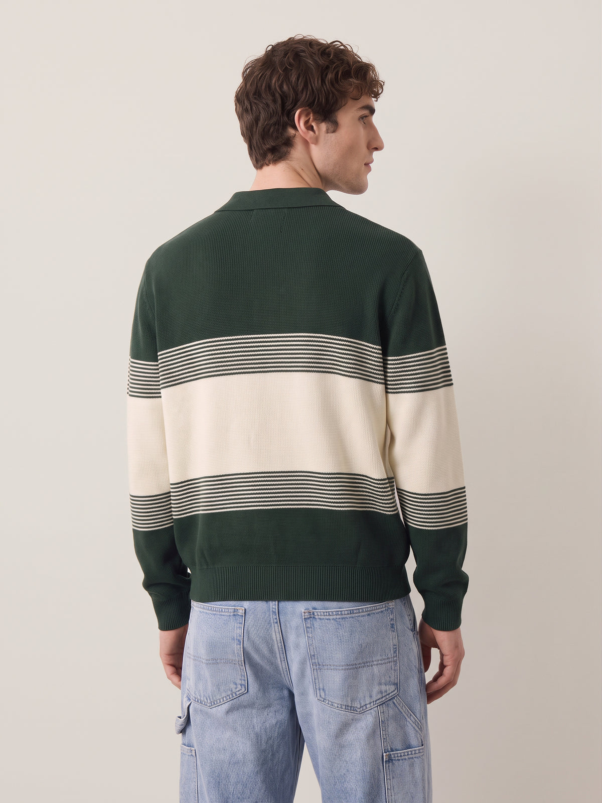 SELECTED - Dane Knit Striped Polo Sweater - 