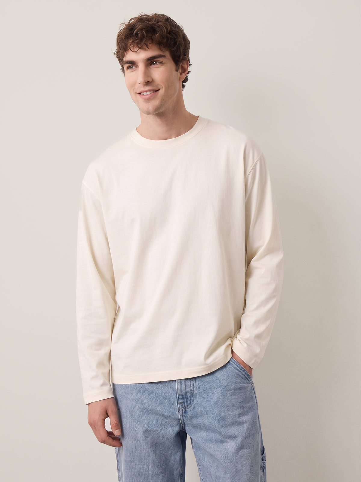 SELECTED - Taj Heavyweight Longsleeve Crewneck T-Shirt - 