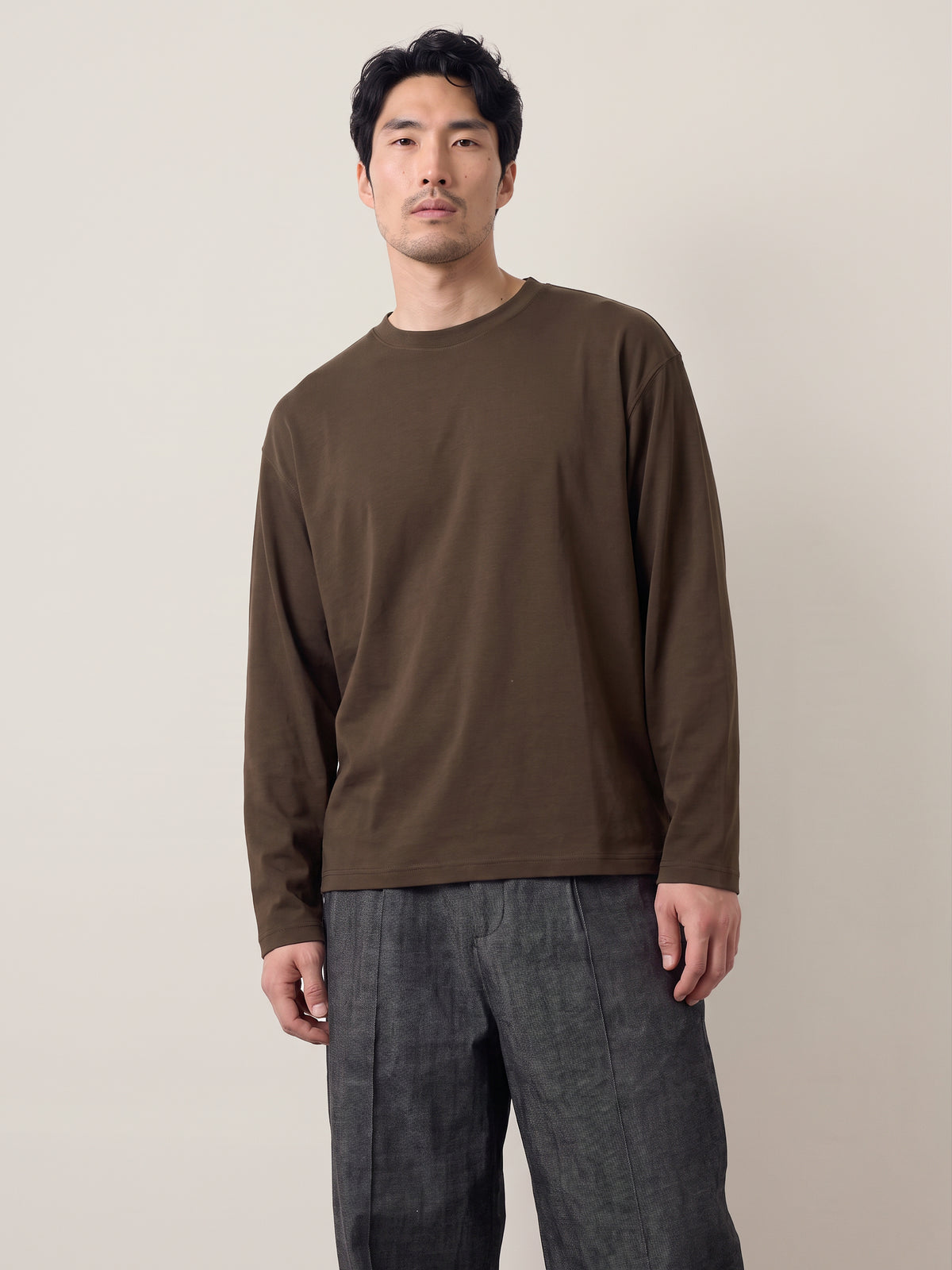 SELECTED - Taj Heavyweight Longsleeve Crewneck T-Shirt - 