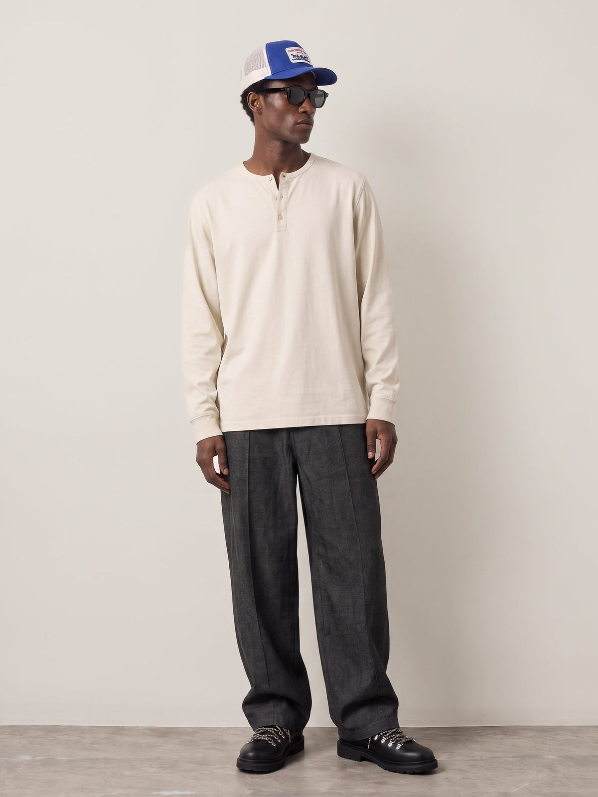 SELECTED - Ronan Henley Top - Silver Birch