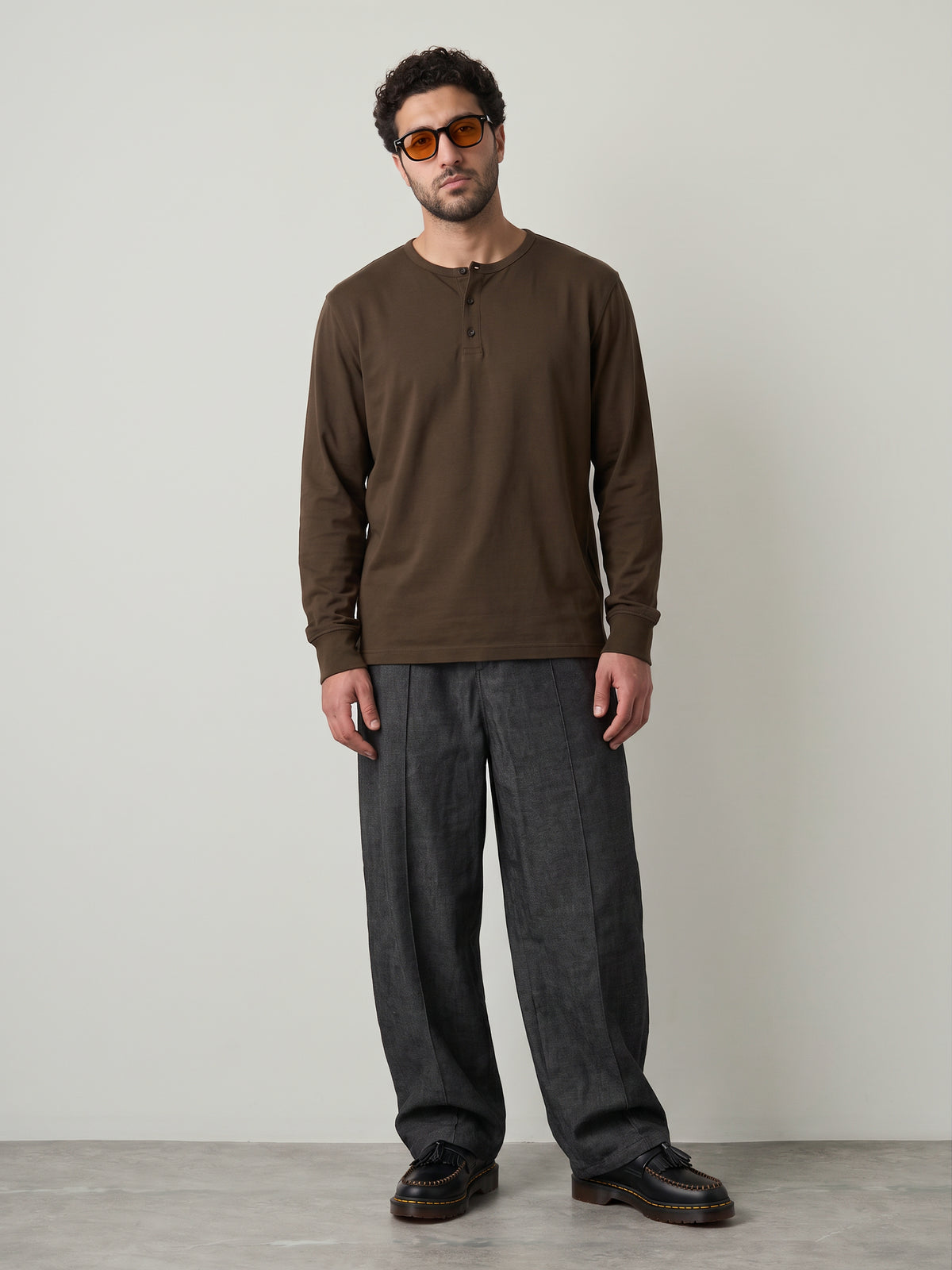 SELECTED - Ronan Henley Top - Turkish Coffee