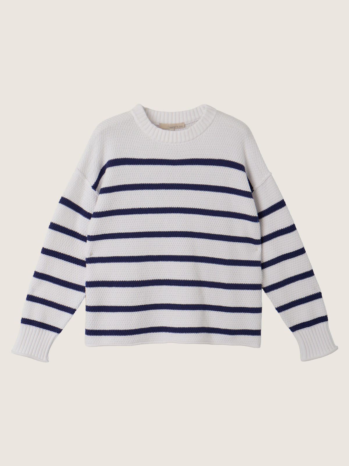 MONK & LOU - Anita Crewneck Stripe Pullover Sweater - 