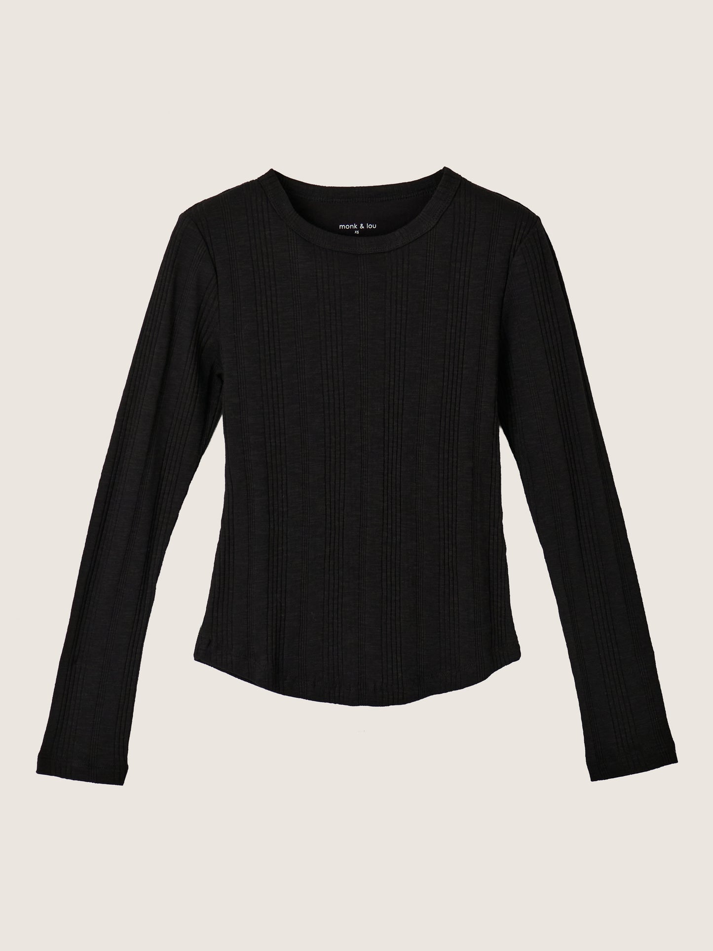 MONK & LOU - Caden Crewneck Longsleeve Top - Black
