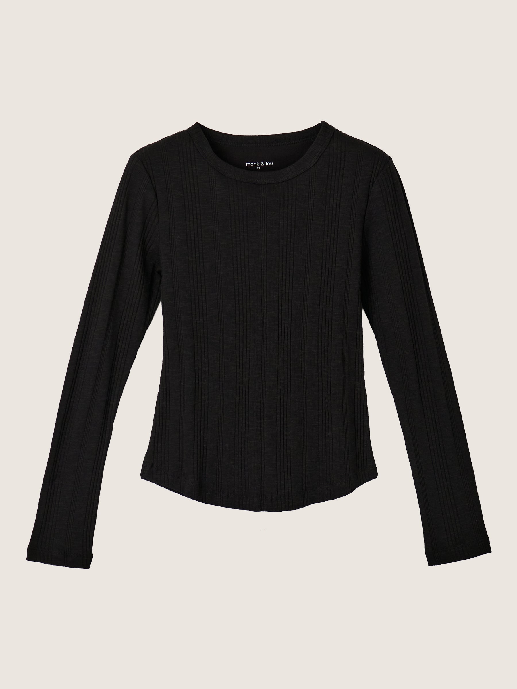 MONK & LOU - Caden Crewneck Longsleeve Top - Black