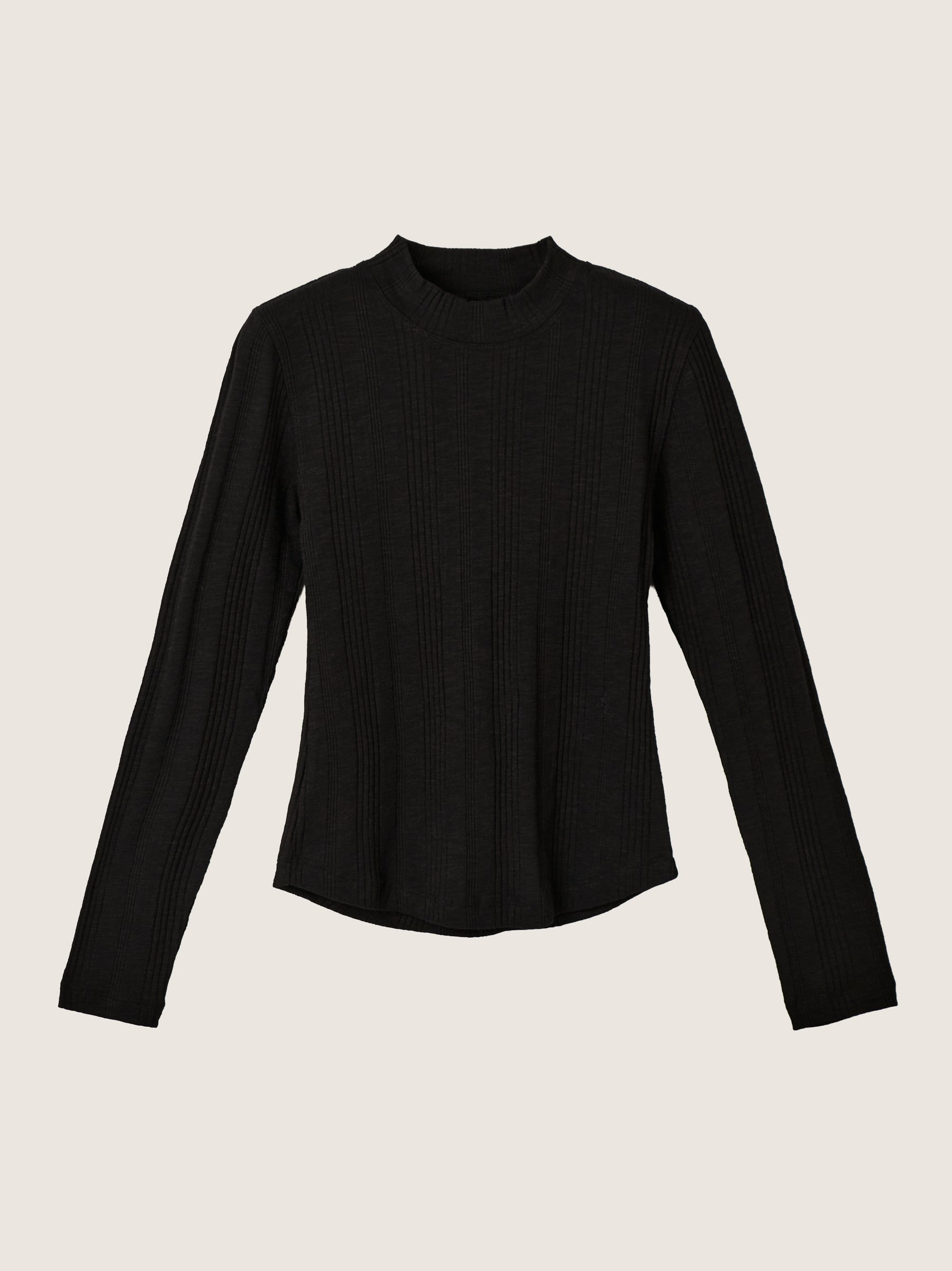 MONK & LOU - Benny Mockneck Longsleeve Top - Black