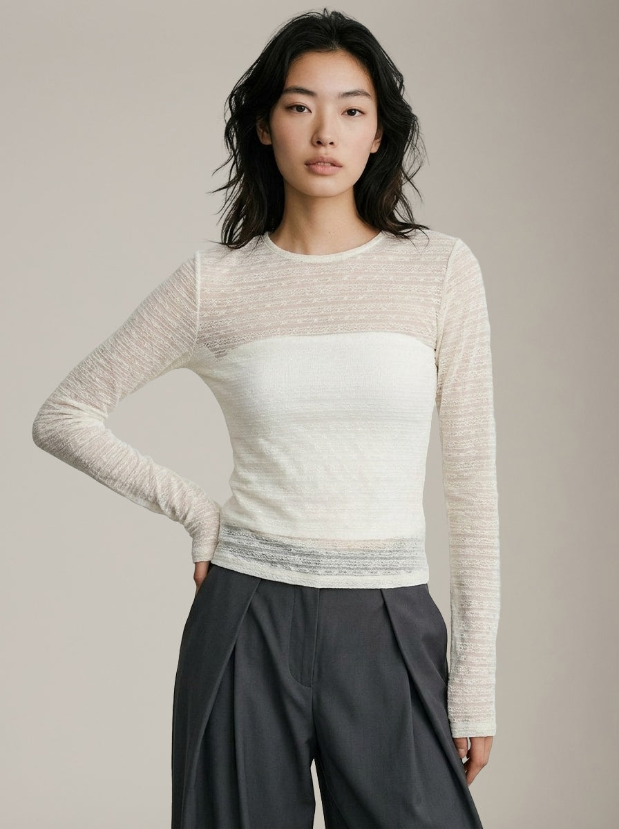 LOVEFINN - Lace Longsleeve Top - 