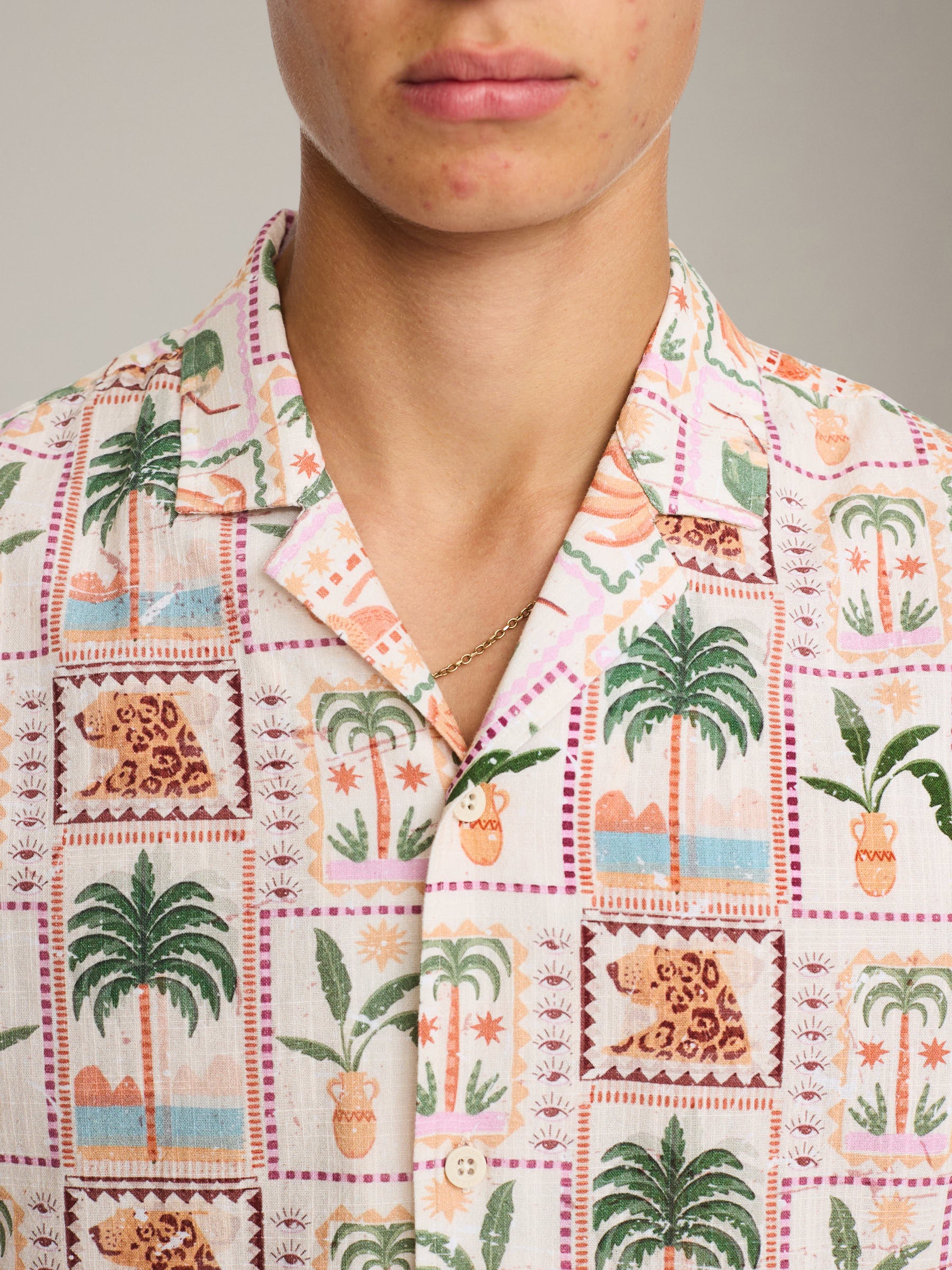 REVOLUTION - Tropical Stamp Cuban Shirt - 