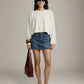 LOVEFINN - Scuba Crop Top - Off White