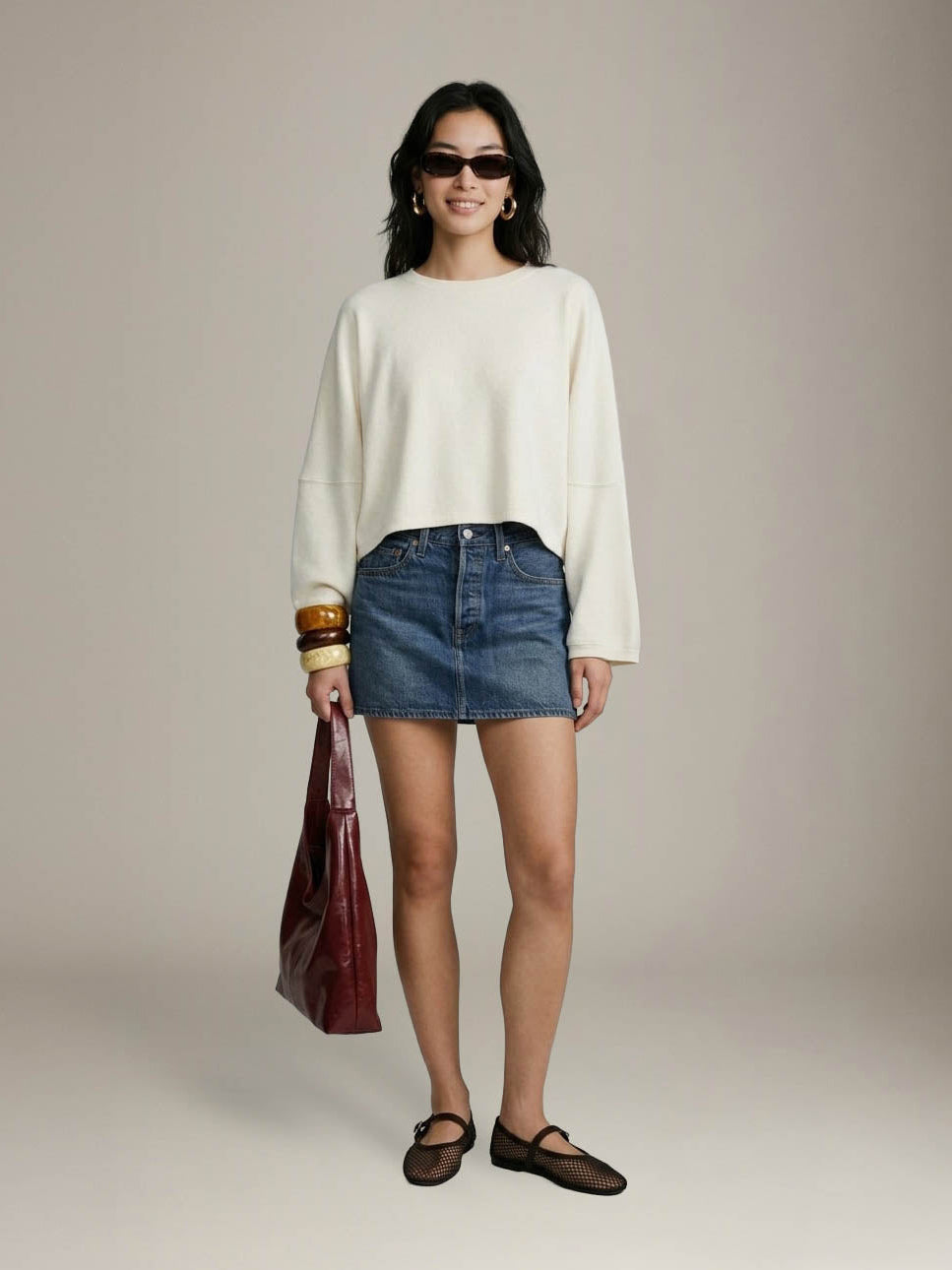 LOVEFINN - Scuba Crop Top - Off White