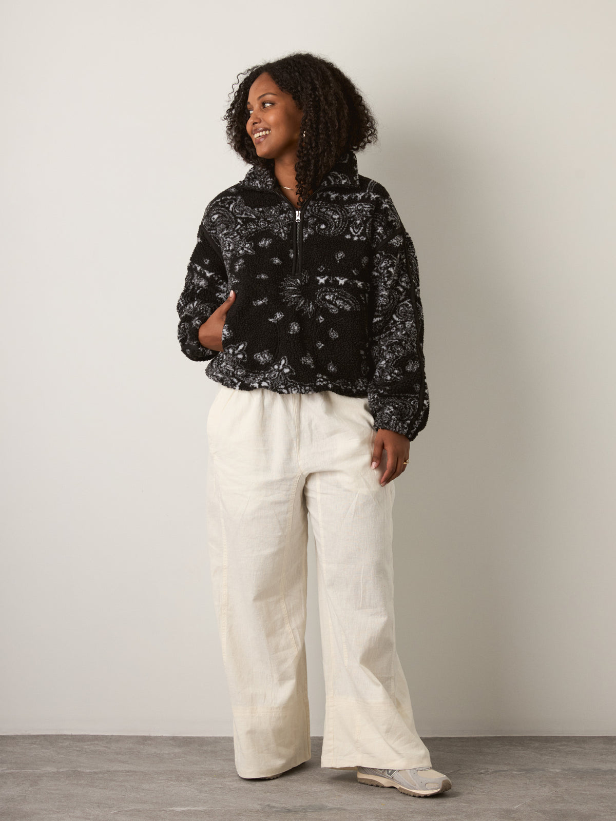 Mila Printed Fleece Half-Zip Pullover