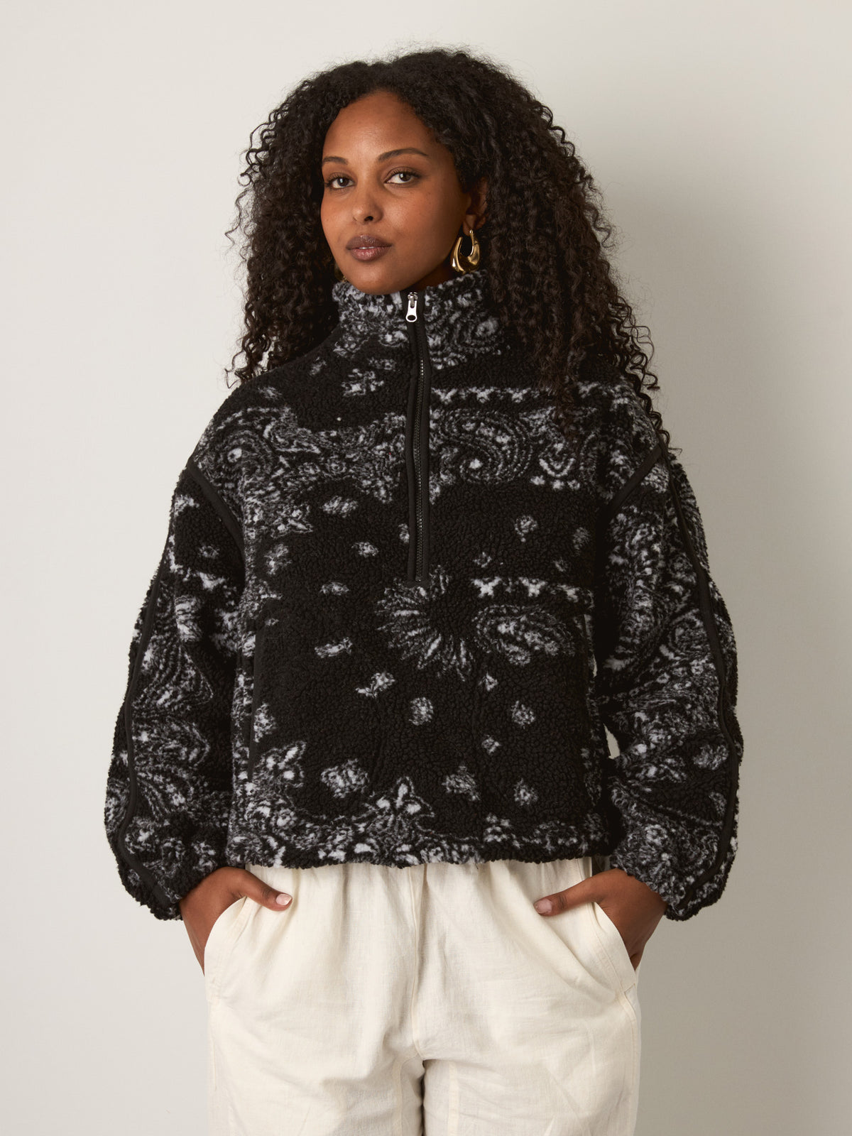 Mila Printed Fleece Half-Zip Pullover