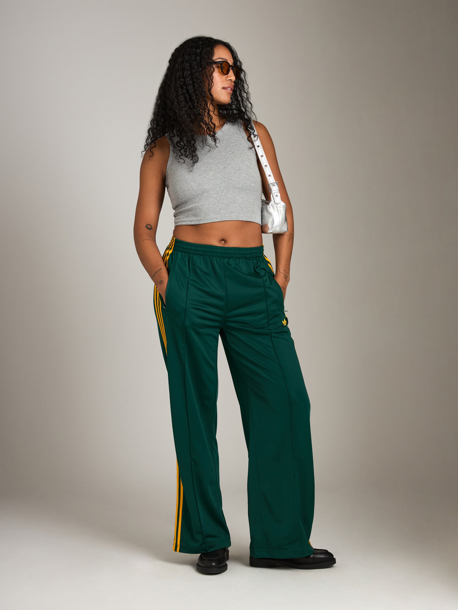 ADIDAS-Firebird Loose Track Pants-Collegiate Green / Crew Yellow