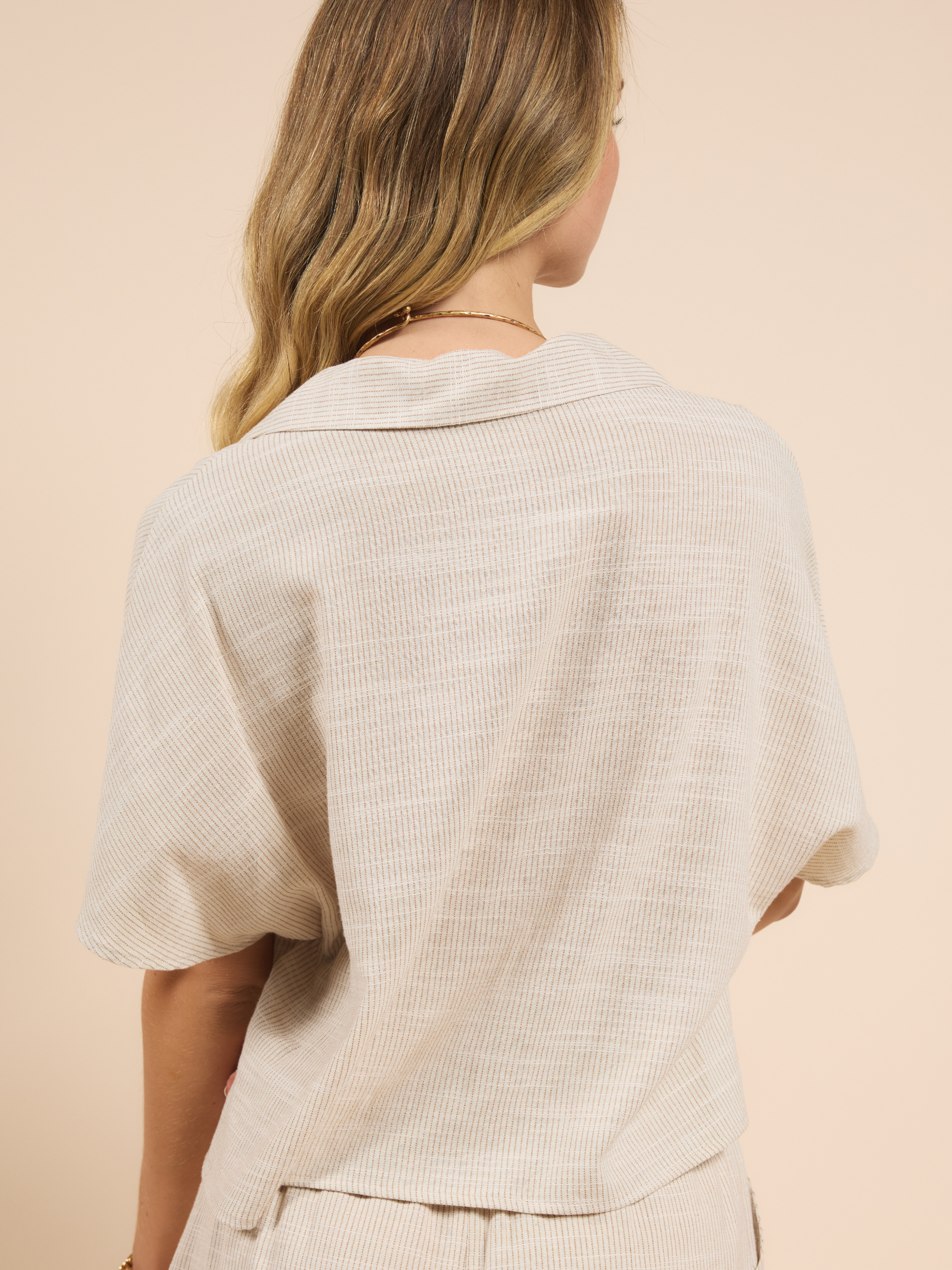 SADIE & SAGE-Mojave Open Placket Shirt-Cream Taupe