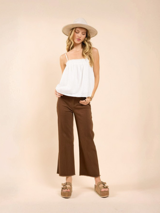 SADIE & SAGE-Dream Eyelet Tank Top-White