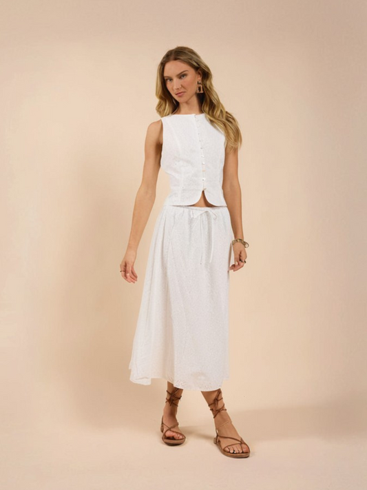 SADIE & SAGE-Dream Eyelet Skirt-White