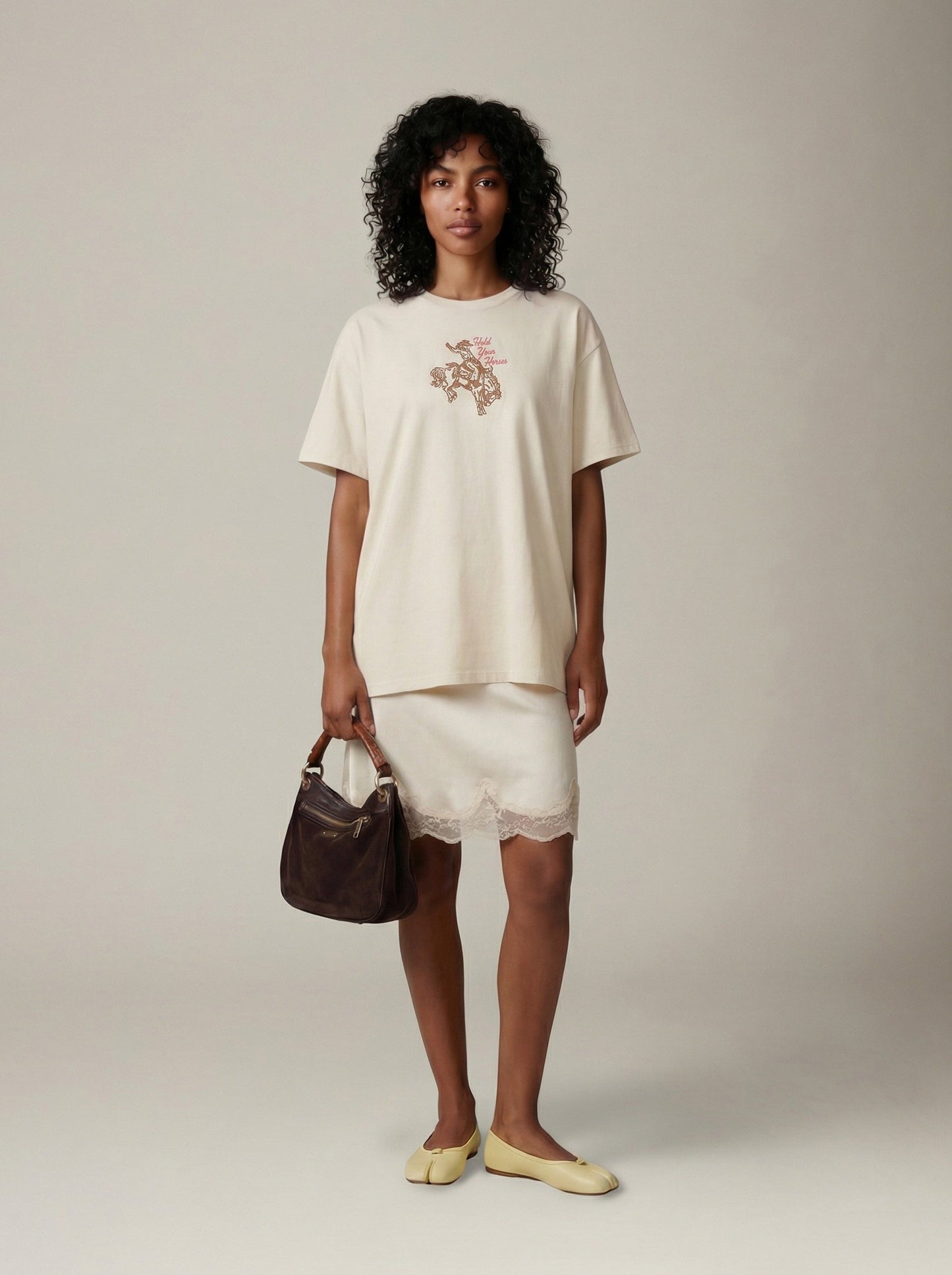 SWEET CLAIRE - Hold Your Horses Embroidered T-Shirt - 