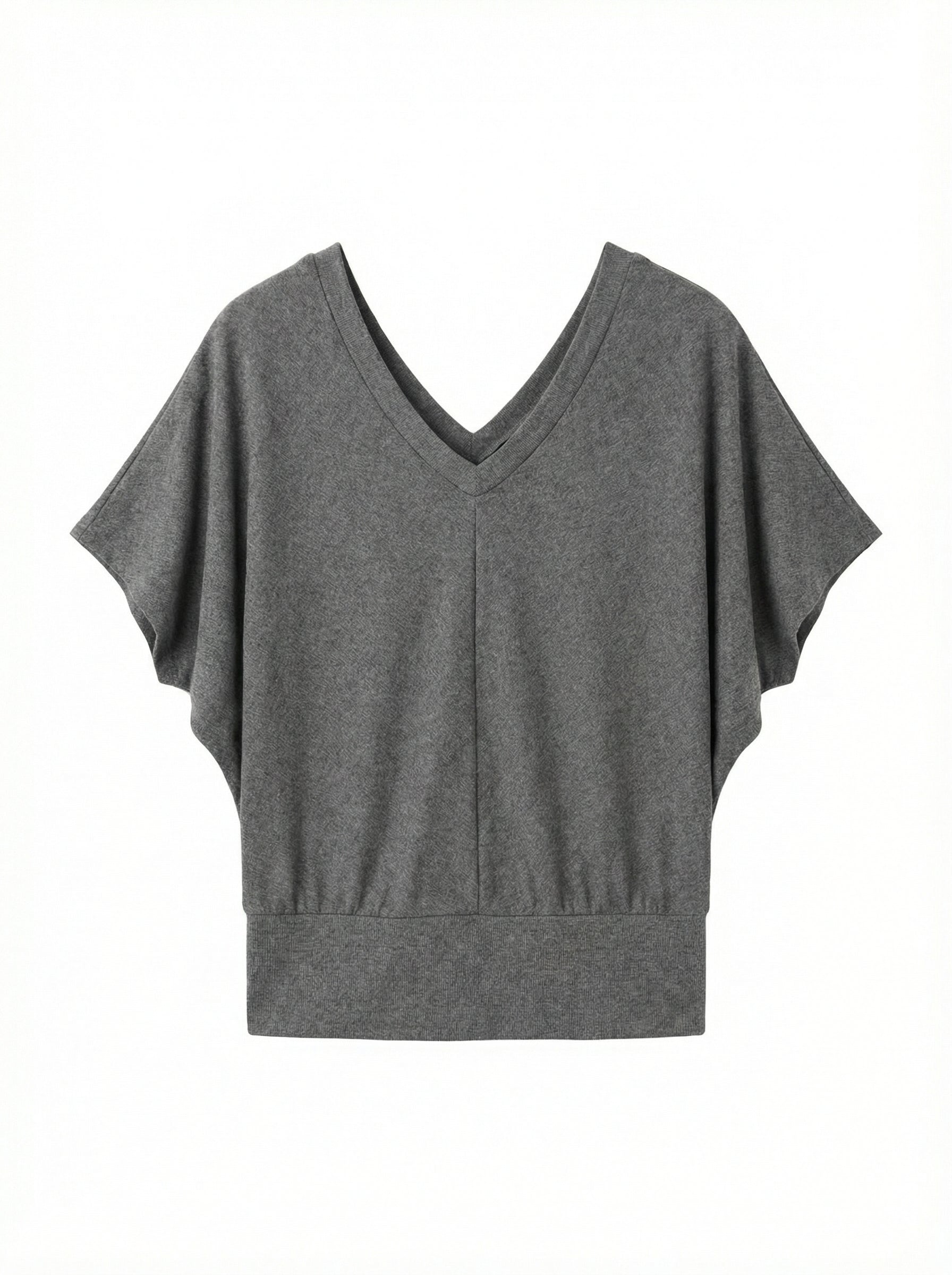 LOVEFINN - Double V-neck Top - Charcoal