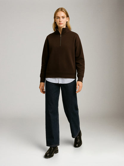PGD - Ruth Everyday Fleece Half Zip Pullover - Espresso Brown