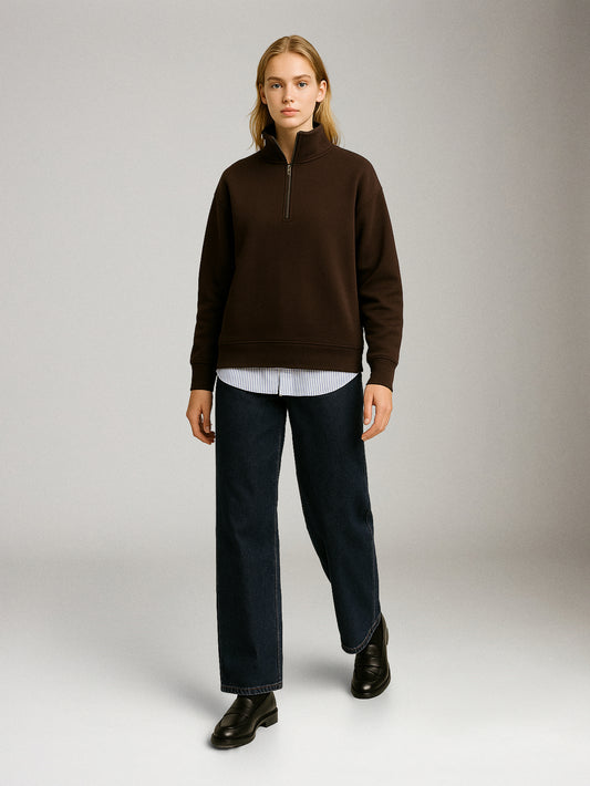 PGD - Ruth Everyday Fleece Half Zip Pullover - Espresso Brown